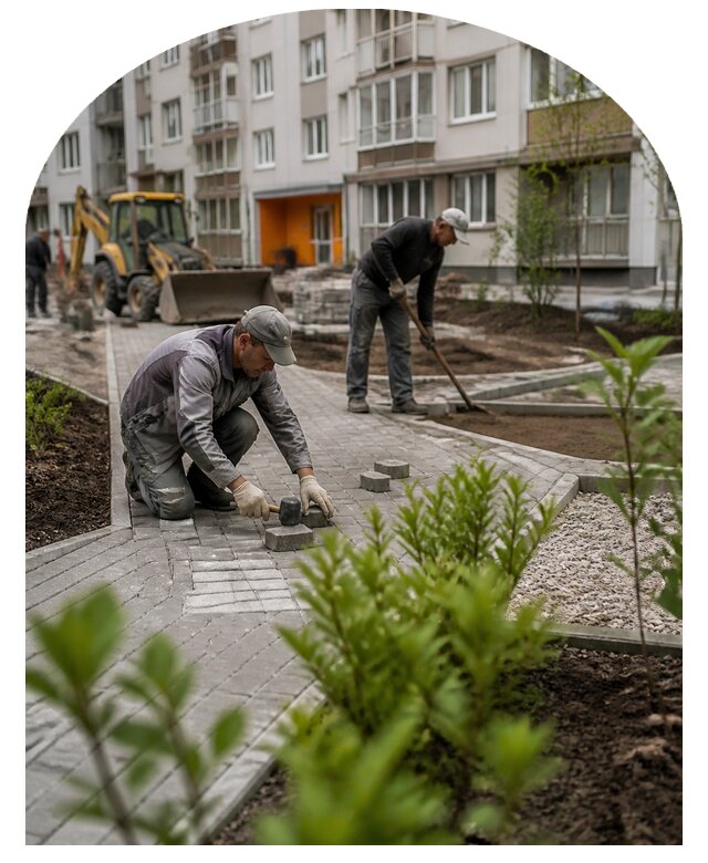 Благоустройство двора многоквартирного дома в Реутове